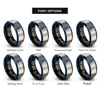 font options for inside engraving on black & blue & silver daytona speedway rings