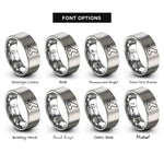 font options for inside engraving on silver daytona speedway rings