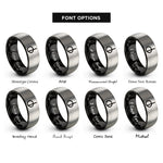font options for inside engraving on black & grey dc mark rings