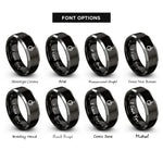 font options for inside engraving on black & gray dc mark rings