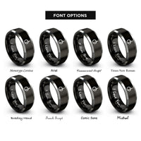 font options for inside engraving on black & gray dc mark rings