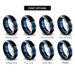 font options for inside engraving on blue & silver dc plug rings