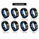 font options for inside engraving on gunmetal & blue dc plug rings
