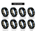 font options for inside engraving on gunmetal & blue dc plug rings