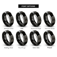 font options for inside engraving on black & gray dead blow hammer rings