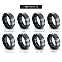 font options for inside engraving on black & blue & silver deadlift rings
