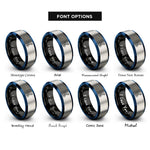 font options for inside engraving on black & blue & gray deadlift rings