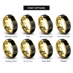 font options for inside engraving on black & gold decanter rings