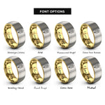font options for inside engraving on gold & silver december narcissus rings