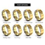 font options for inside engraving on gold & gray december narcissus rings