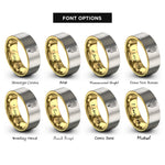 font options for inside engraving on gold & silver december narcissus rings