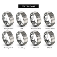 font options for inside engraving on grey december narcissus rings