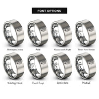 font options for inside engraving on silver december narcissus rings