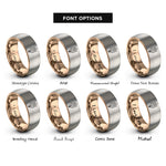 font options for inside engraving on rose gold & grey december narcissus rings