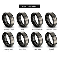 font options for inside engraving on black & grey decibel meter rings
