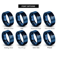 font options for inside engraving on blue decision tree icon rings