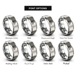 font options for inside engraving on gray decision tree icon rings
