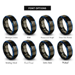 font options for inside engraving on gunmetal & blue decision tree icon rings