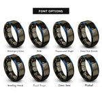 font options for inside engraving on gunmetal & blue decision tree icon rings