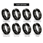 font options for inside engraving on black & gray deck lines carabiner rings