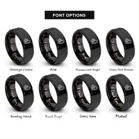 font options for inside engraving on black deck lines carabiner rings