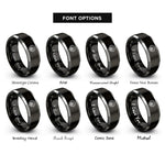 font options for inside engraving on black & grey deco scallop rings
