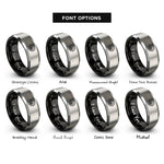 font options for inside engraving on black & grey deco scallop rings