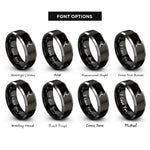 font options for inside engraving on black & silver decrescendo note rings