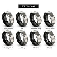 font options for inside engraving on black & grey decrescendo note rings