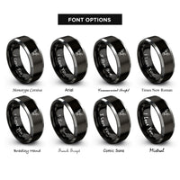 font options for inside engraving on black & silver deer rings