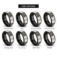 font options for inside engraving on black & gray deer rings