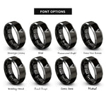 font options for inside engraving on black & silver deer rings