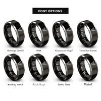 font options for inside engraving on black & grey deer buck rings