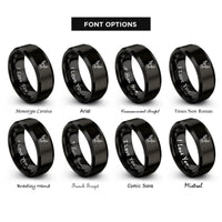 font options for inside engraving on black deer buck rings