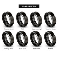 font options for inside engraving on black & gray deer doe rings