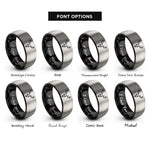 font options for inside engraving on black & grey deer skull antlers rings