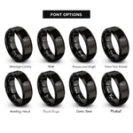 font options for inside engraving on black deer track rings