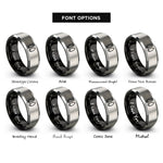 font options for inside engraving on black & gray deer tracks pair rings