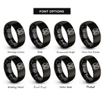 font options for inside engraving on black deer tracks pair rings