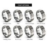 font options for inside engraving on gray deer tracks pair rings