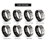 font options for inside engraving on black & grey degu rings
