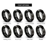 font options for inside engraving on black & gray degu rings
