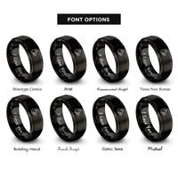 font options for inside engraving on black degu rings