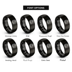 font options for inside engraving on black delicate arch circle rings
