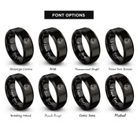 font options for inside engraving on black delicate arch circle rings