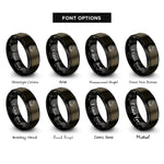 font options for inside engraving on gunmetal & black delicate arch circle rings