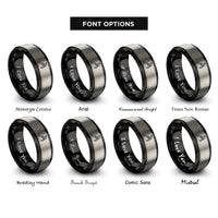 font options for inside engraving on black & silver delimber rings