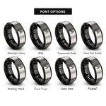 font options for inside engraving on black & silver delimber rings