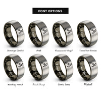 font options for inside engraving on gunmetal & grey delimber rings