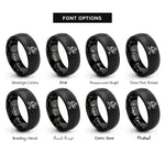 font options for inside engraving on black delivery courier running rings